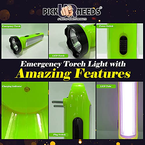 Pick Ur Needs Emergency Rechargeable Long Distance LED Torch Light 5W +18 Bright SMD (2 in 1) (Green) - Image 3