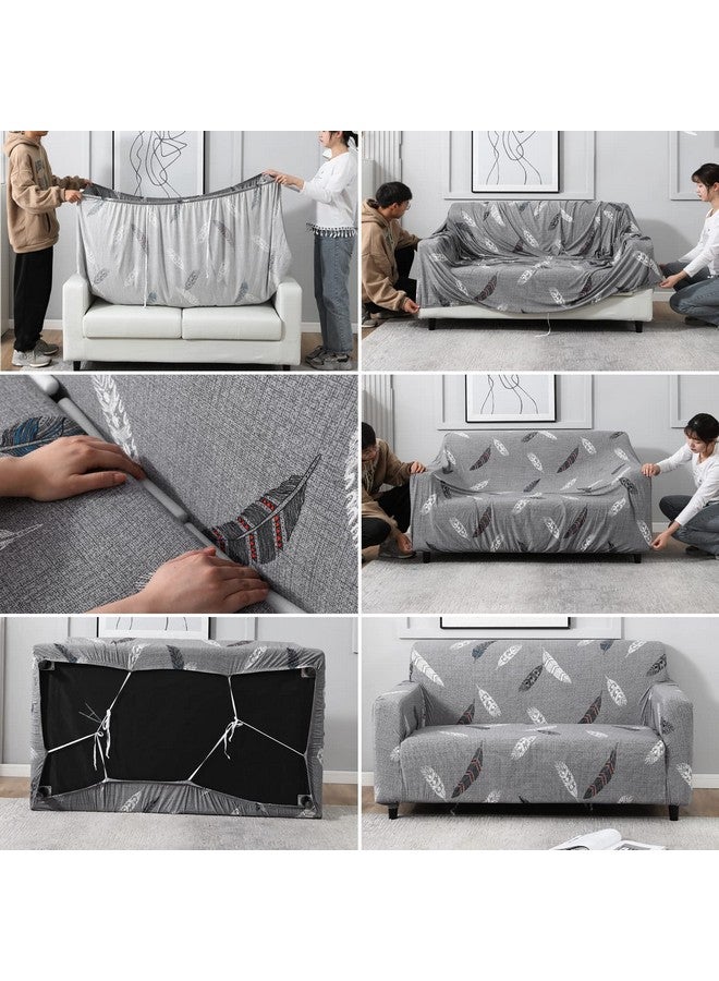 HOKIPO Elastic Stretchable Sofa Cover 3 Seater (AR-4095-D1), Grey - Image 3