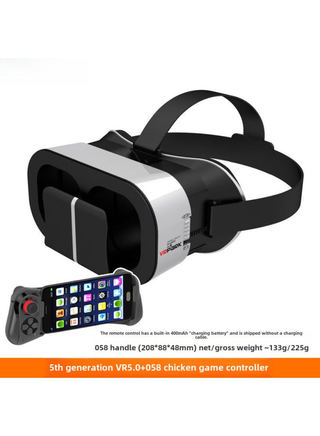 3D Glasses VR Virtual Reality Glasses Head-mounted Digital Glasses V5-Color:V5 +058 Gamepad