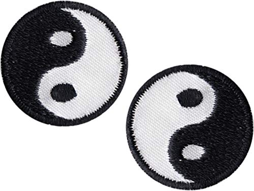Black and White 1 Yin Yangs  2 FOR THE PRICE OF ONE  Embroidered Iron on Patches