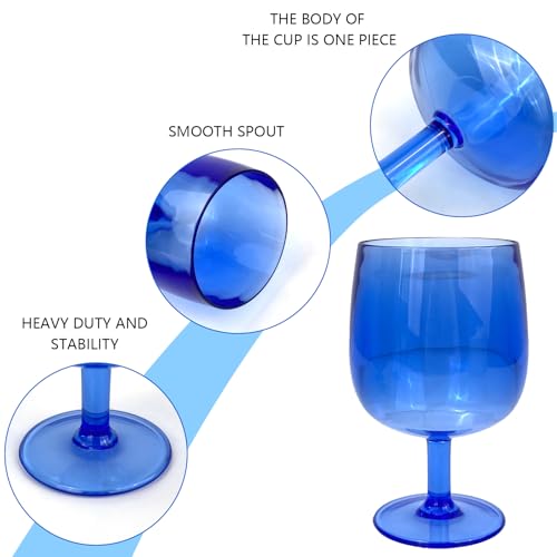 Yalin Set of 6 Unbreakable 12 oz Acrylic Plastic Wine and Water Tumbler Stackable Goblets. (Blue, 12 oz) - Image 3