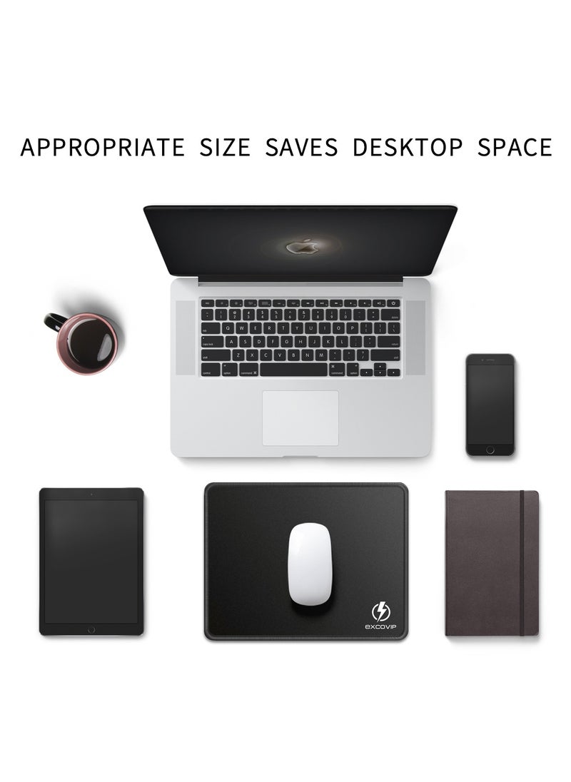 excovip - Gaming Mouse Pad Comfortable Small Mouse Pads Smooth Surface Stitched Edges Mousepad for Computer, Laptop, Home & Office Non-Slip Rubber Base Black (260 x 210 mm) - Image 1