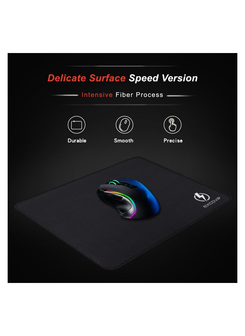 excovip - Gaming Mouse Pad Comfortable Small Mouse Pads Smooth Surface Stitched Edges Mousepad for Computer, Laptop, Home & Office Non-Slip Rubber Base Black (260 x 210 mm) - Image 1