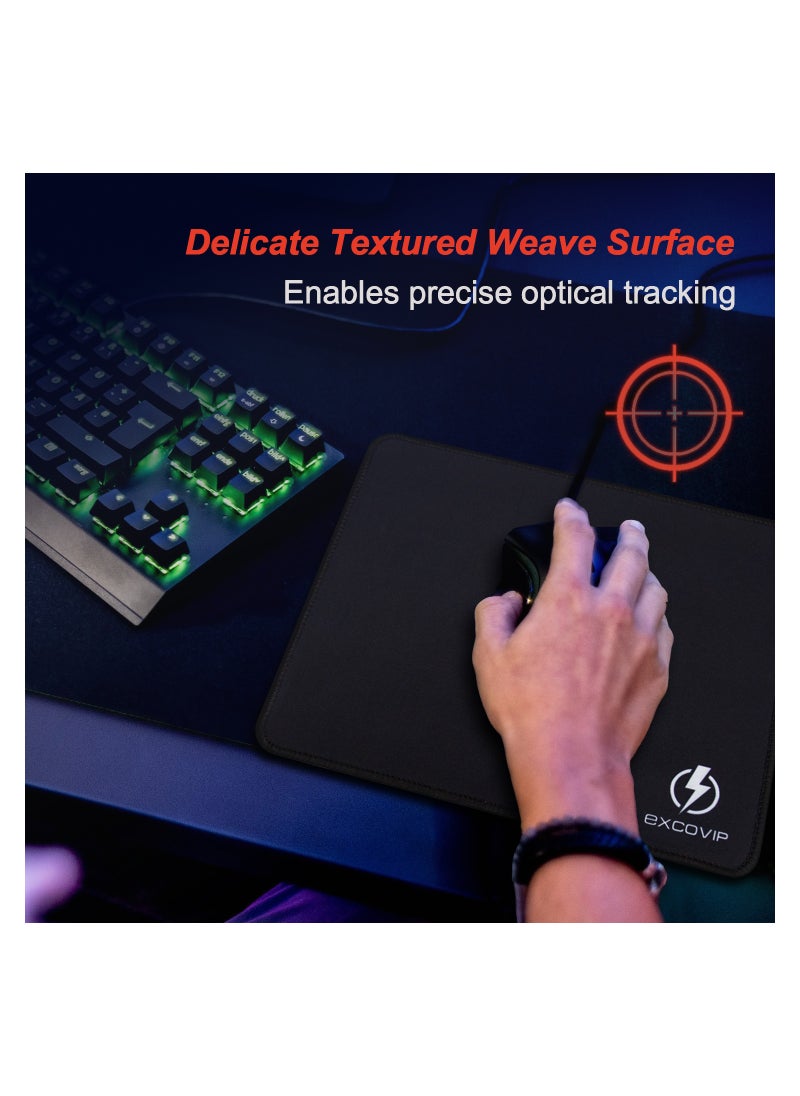 excovip - Gaming Mouse Pad Comfortable Small Mouse Pads Smooth Surface Stitched Edges Mousepad for Computer, Laptop, Home & Office Non-Slip Rubber Base Black (260 x 210 mm) - Image 1