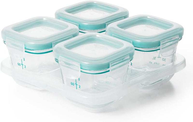 OXO Tot Glass Baby Blocks (4 oz) - Teal - Image 1