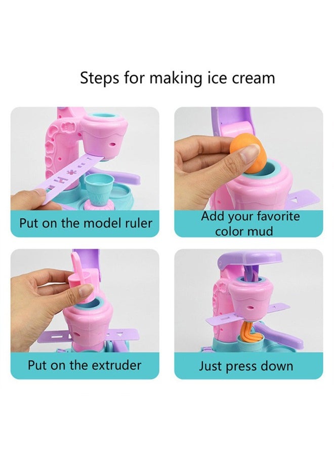 Aikenn - Fun colored clay ice cream machine, wonderful toy ice cream clay machine, colored clay DIY dessert making toy set, children's educational toys, plasticine mold tool set, 12 color intelligence development toys - Image 1