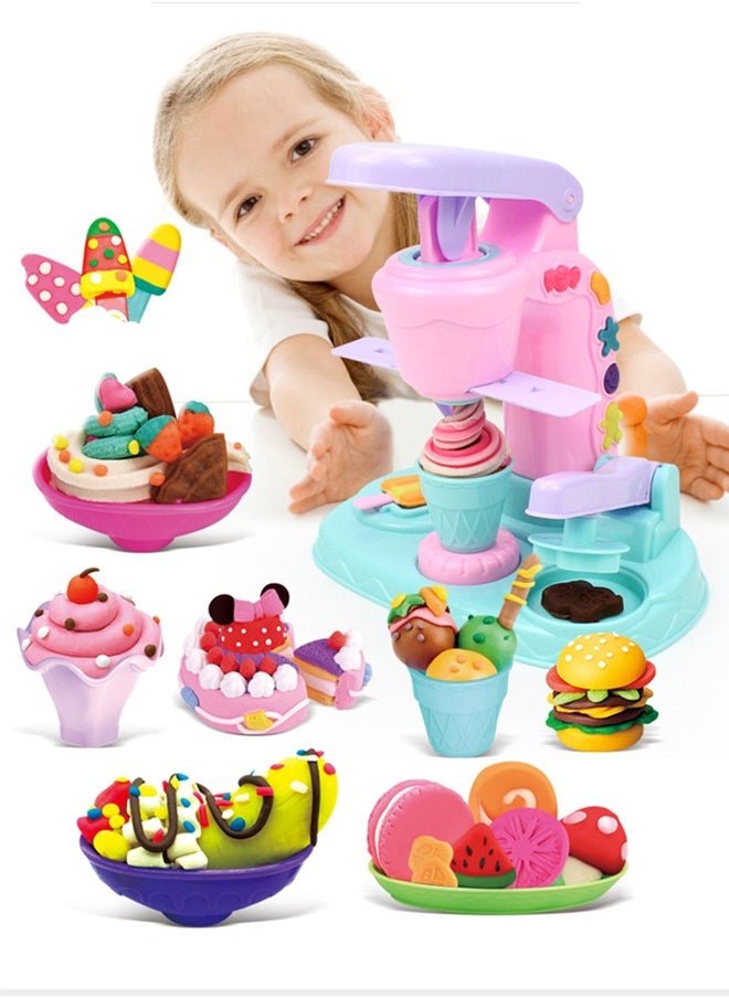 Aikenn - Fun colored clay ice cream machine, wonderful toy ice cream clay machine, colored clay DIY dessert making toy set, children's educational toys, plasticine mold tool set, 12 color intelligence development toys - Image 1