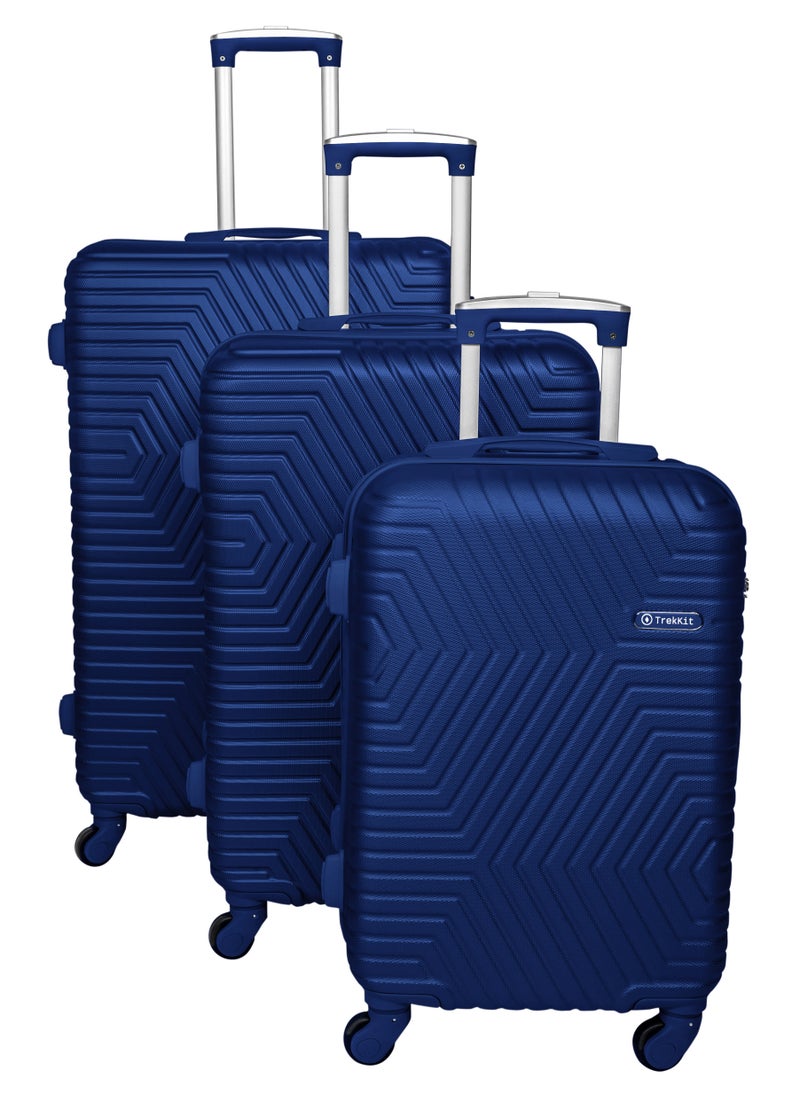 TRAVEL WAY - TrekKit Lightweight Luggage Set of 3 Bag - 3 Sizes Hardshell Suitcase Spinner Luggage for Travel | ABS Luggage with 4 Spinner Wheels (Admiral Blue, Set of 3) - Image 1