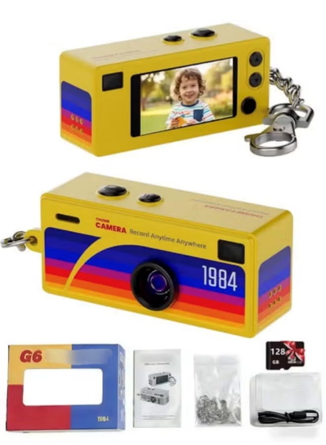 Digital Camera with 0.96 in LCD Screen 1080P 130° Wide Angle Feel of Old 90s Photographs, Keychain Size, Birthday Gifts, Part of an 8-Design Collection（128GB） - Image 1