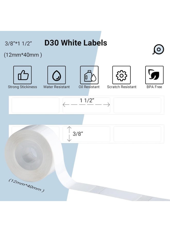 Beauty beast ﻿ D30 Thermal Label Tape - 12mm x 40mm White Replacement Labels - Waterproof & Oil-Resistant Sticker Paper for Phomemo D30 Label Maker - 180 Labels/Roll (1 Roll) - Image 2