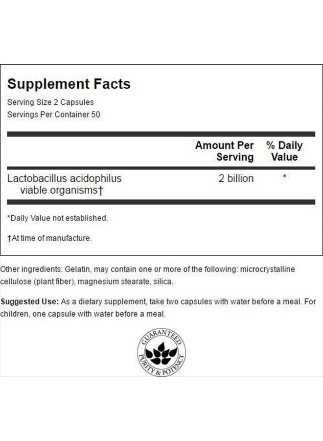 SWANSON Acidophilus 2 Billion Cfu 100 Capsules - Image 2