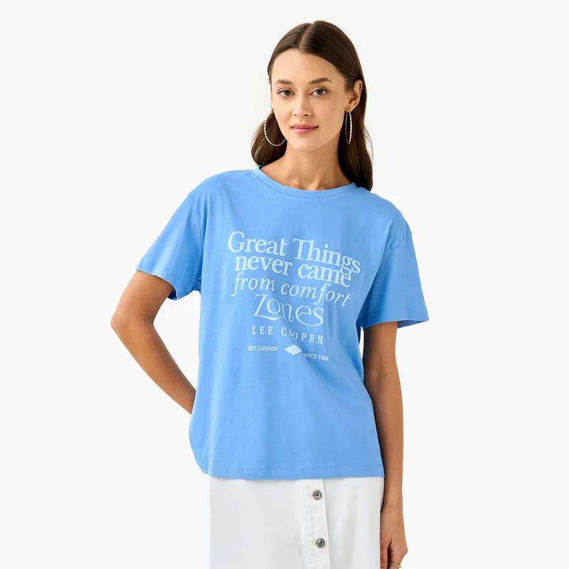 Lee Cooper Lee Cooper Graphic Print T-shirt with Crew Neck