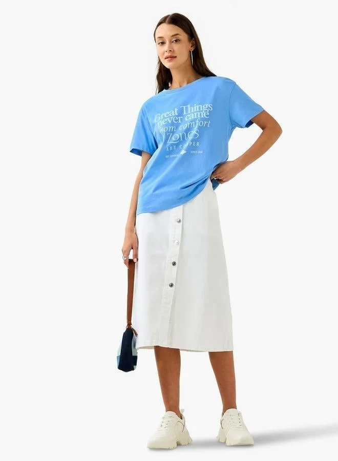 لي كوبر تيشيرت لي كوبر بطباعة جرافيك وياقة دائرية