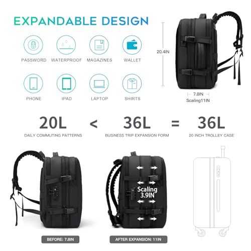 BANGE Backpack with Anti-Theft Vacuum Compression Travel Backpack,Expandable Backpacks with Pump for Airplanes - Image 2