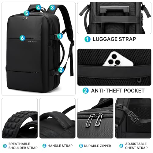 BANGE Backpack with Anti-Theft Vacuum Compression Travel Backpack,Expandable Backpacks with Pump for Airplanes - Image 5