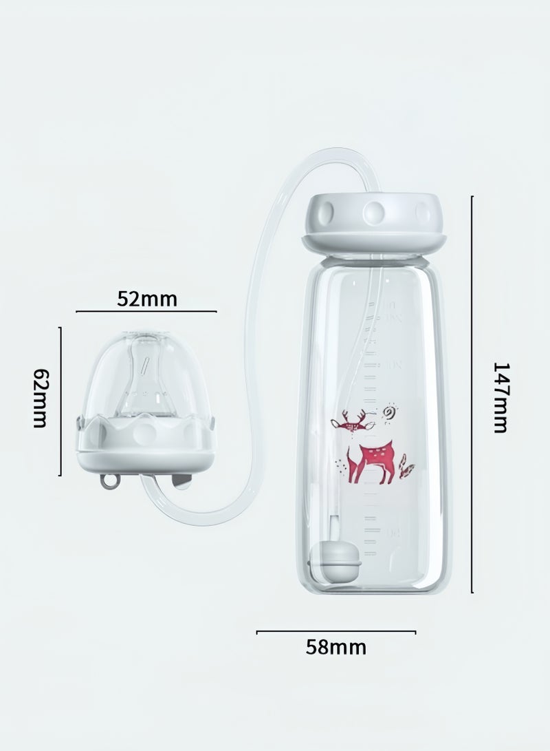 زجاجة رضاعة ذاتية التغذية سعة 240 مل مع نظام رضاعة مضاد للمغص بدون مقابض وأنبوب - Image 5