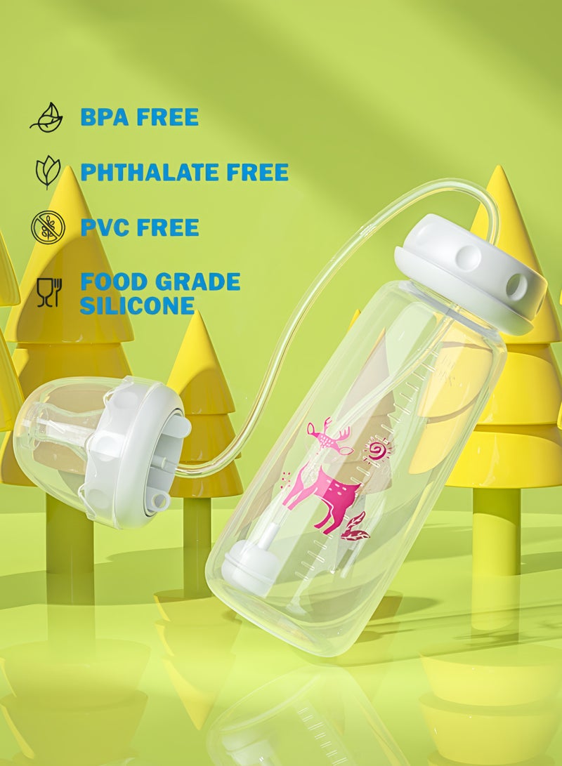 زجاجة رضاعة ذاتية التغذية سعة 240 مل مع نظام رضاعة مضاد للمغص بدون مقابض وأنبوب - Image 2