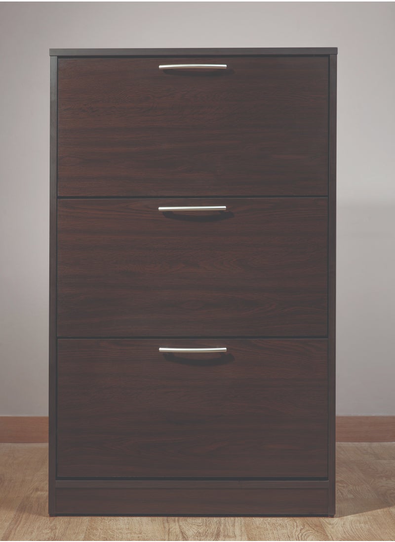 3 Drawer Shoe Rack MDF Brown 71.2Lx2Wx113H.