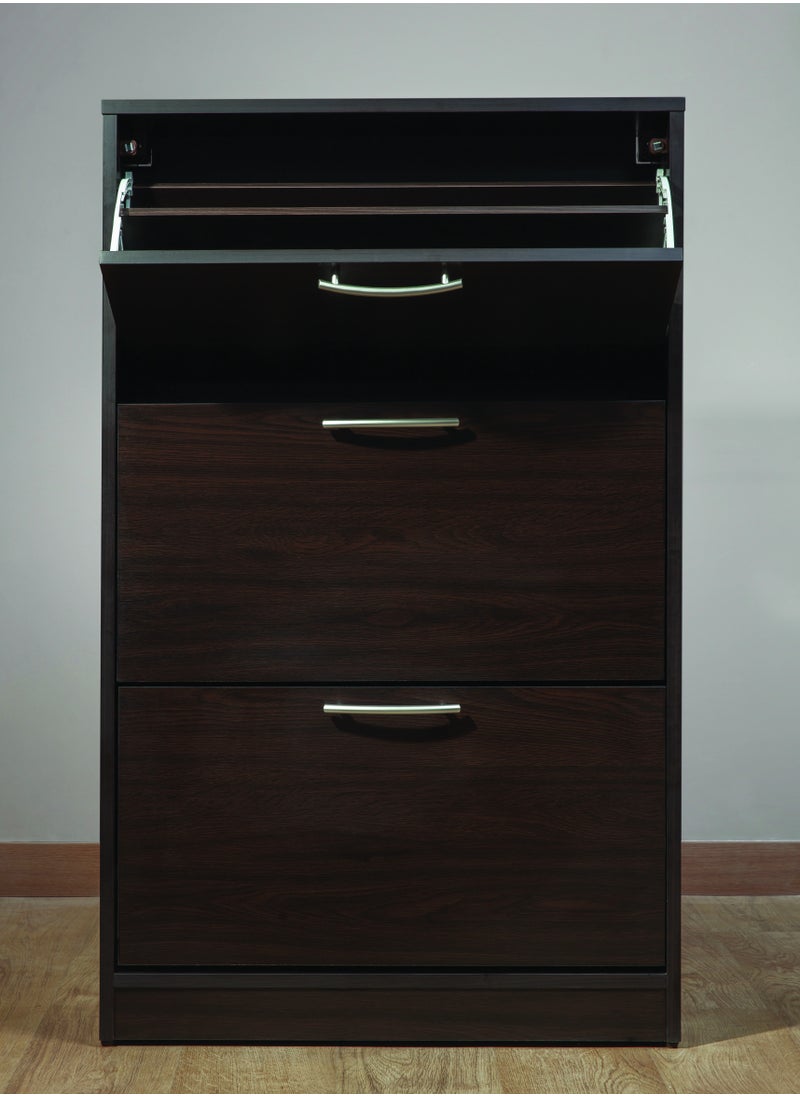3 Drawer Shoe Rack MDF Brown 71.2Lx2Wx113H.