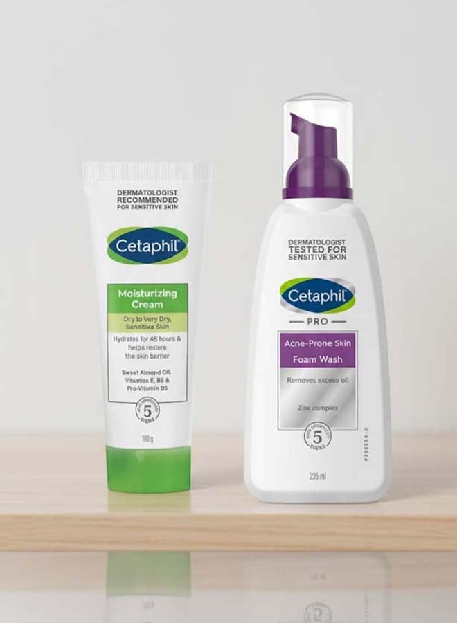 Cetaphil Pro Acne-Prone Skin Regime: Dermacontrol Oil-Control Foam Wash 235ml + Moisturizing Cream 100g (Sensitive Skin) UAE official Pack - Image 1