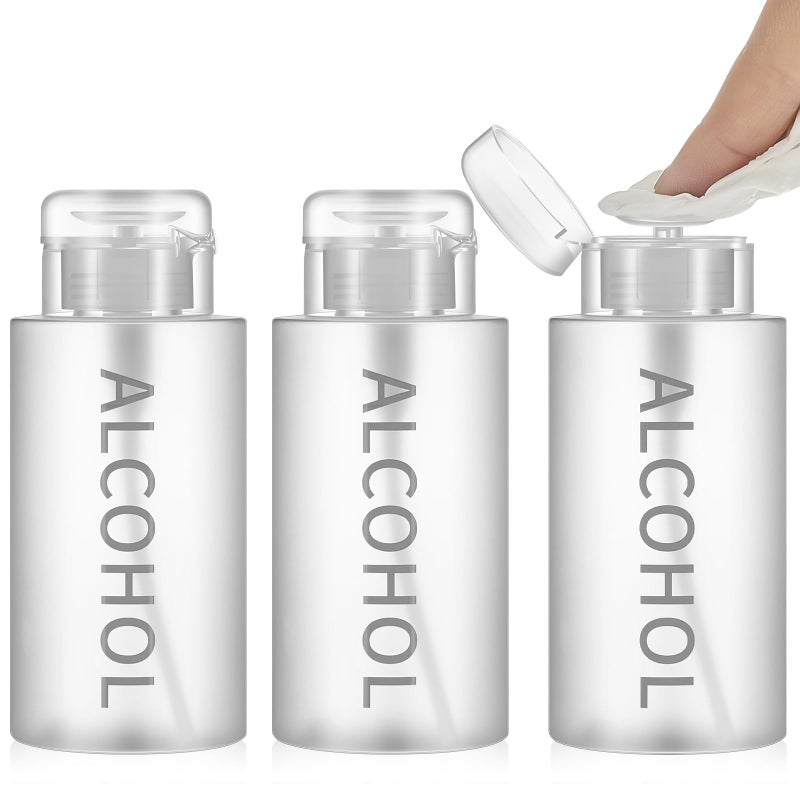 Layhit 3 Pcs 10 oz Alcohol Pump Dispenser Bottle Alcohol Push Down Liquid Dispenser Empty Pumping Bottle Refillable Cosmetic Container for Personal, Salon, Nail Care, Hospital Use (Gray) - Image 1