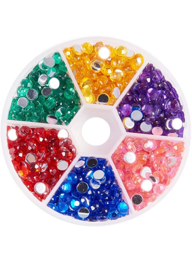 About 960 Pieces 5mm Acrylic Crystal Nail Art Flatback Round Rhinestones Gemstone 6 Colors for Nails Phone Decorations Crafts Makeup Clothes Shoes  - Image 1
