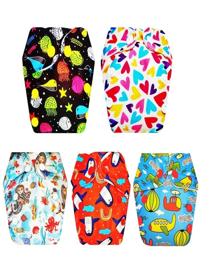 حفاضات قماشية فاخرة من دمبلدو للأطفال حديثي الولادة مع حشوة داخلية (عبوة من 5 قطع) | شعور بالجفاف والراحة | تهوية جيدة | سريعة الجفاف | ضرورية للاستخدام اليومي | من 0 إلى 4 أشهر | للجنسين - Image 1