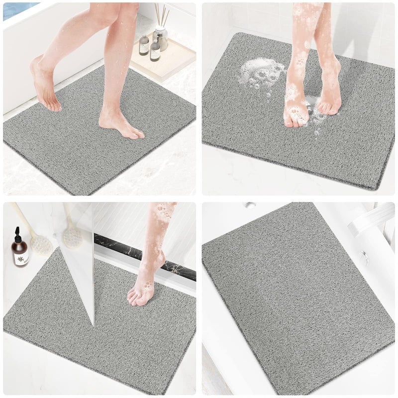 SoftDuo PVC Loofah Shower/Bathtub Mat Non-Slip, 24x16 inch, Soft Tub Mat with Drain, for Tub and Bathroom,Quick Drying,Grey - Image 5