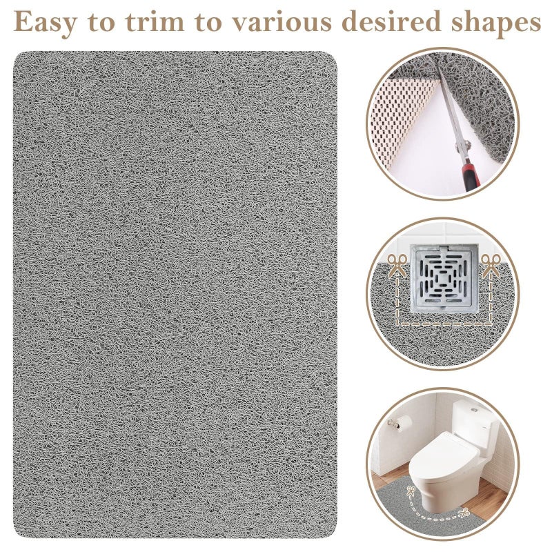 SoftDuo PVC Loofah Shower/Bathtub Mat Non-Slip, 24x16 inch, Soft Tub Mat with Drain, for Tub and Bathroom,Quick Drying,Grey - Image 3