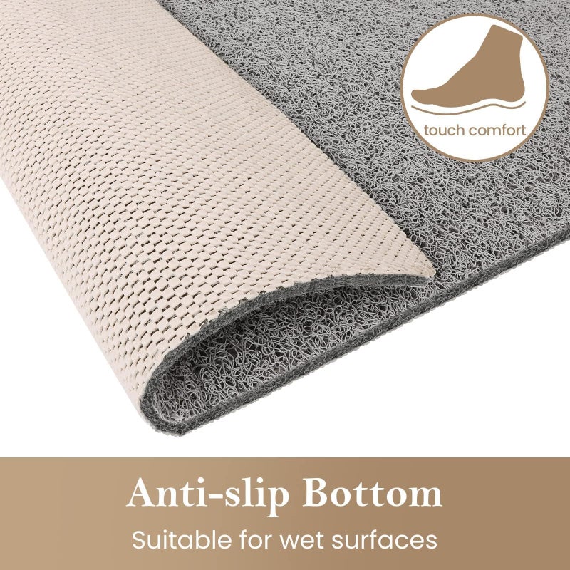 SoftDuo PVC Loofah Shower/Bathtub Mat Non-Slip, 24x16 inch, Soft Tub Mat with Drain, for Tub and Bathroom,Quick Drying,Grey - Image 4