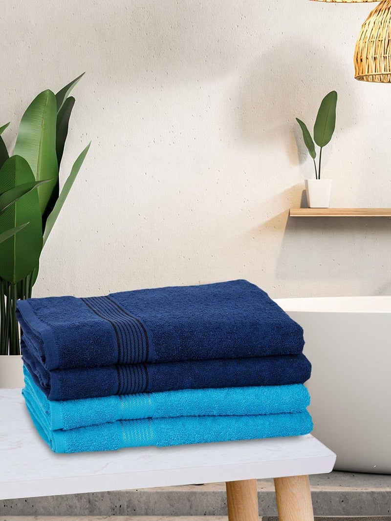 Kopa by Bianca 400 GSM 100% Cotton Soft Terry Towel l 4pc Bath Towel l Bath Towel for Men l Bath Towel for Women l D`Ross l Navy Blue-Turq - Image 1