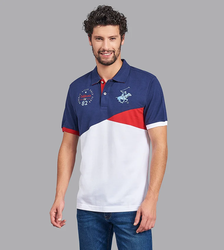 BEVERLY HILLS POLO CLUB BEVERLY HILLS POLO CLUB Regular Fit Colourblock Polo T-Shirt with Side Vents