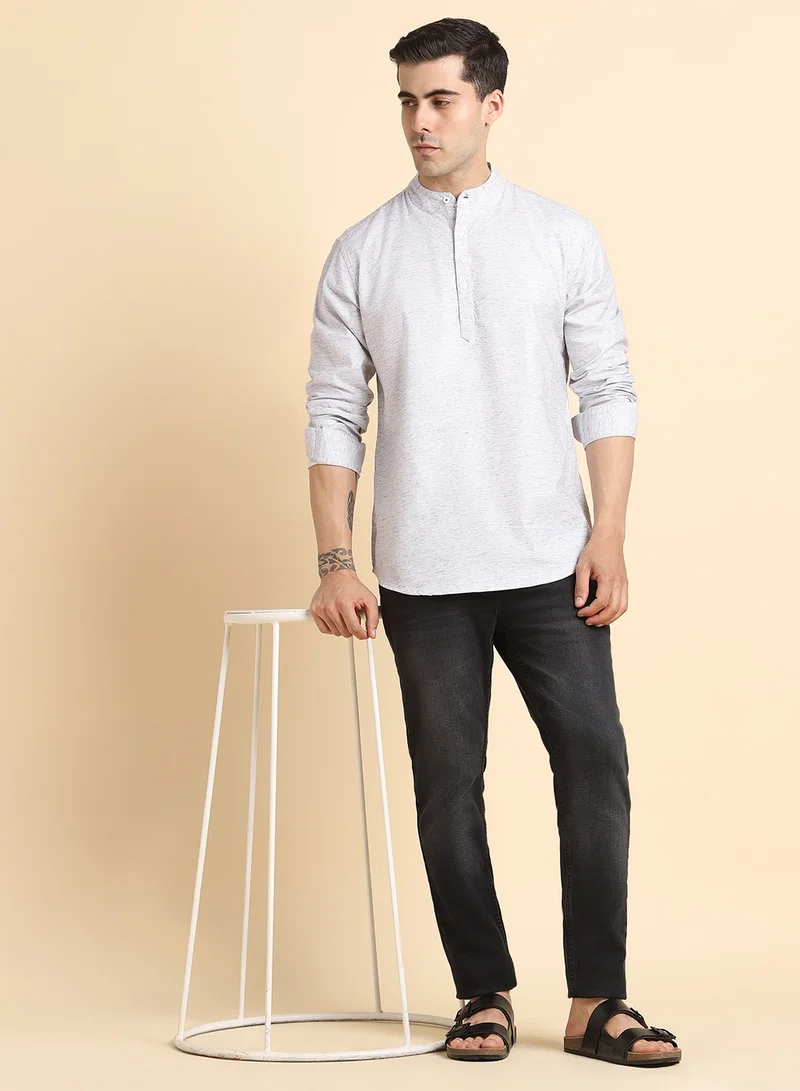 Dennis Lingo Grey Casual Shirt for Men, 100% Cotton, Regular Fit