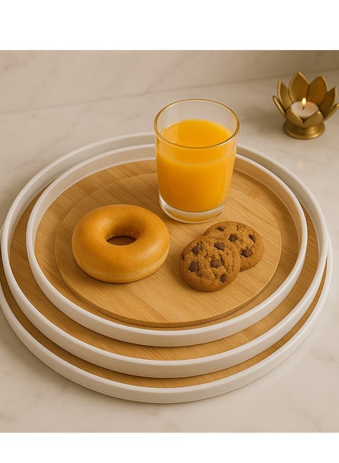 Set of 3 melamine trays for serving tea and coffee