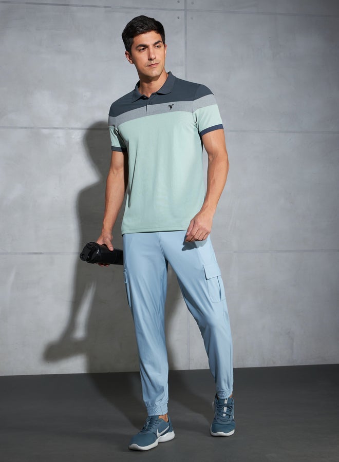 Technosport Color Block Short Sleeve Pique Slim Fit Polo T-Shirt - Image 4