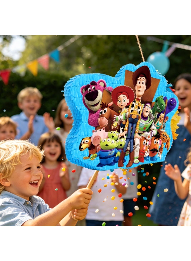 FRUITFUL PARTY Toy Story Pinata, Large Woody or Buzz Design Party Pinata Bundle - Pixar Buzz Lightyear Woody Jessie Lotso Cartoon Pinata Set Blindfold & Party Stick etc Toy Story Pinata Birthday Party Supplies - Image 5