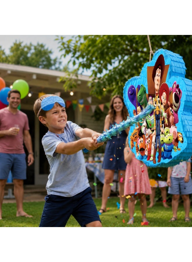 FRUITFUL PARTY Toy Story Pinata, Large Woody or Buzz Design Party Pinata Bundle - Pixar Buzz Lightyear Woody Jessie Lotso Cartoon Pinata Set Blindfold & Party Stick etc Toy Story Pinata Birthday Party Supplies - Image 3