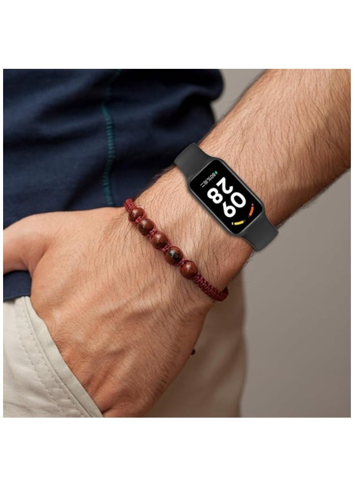 Generic Bracelet Compatible with Xiaomi Smart Band 8 Active, Redmi Band 2, Soft and Durable Silicone Strap, Watch Strap, Watch Straps, Replacement Strap, BLACK  - Image 3