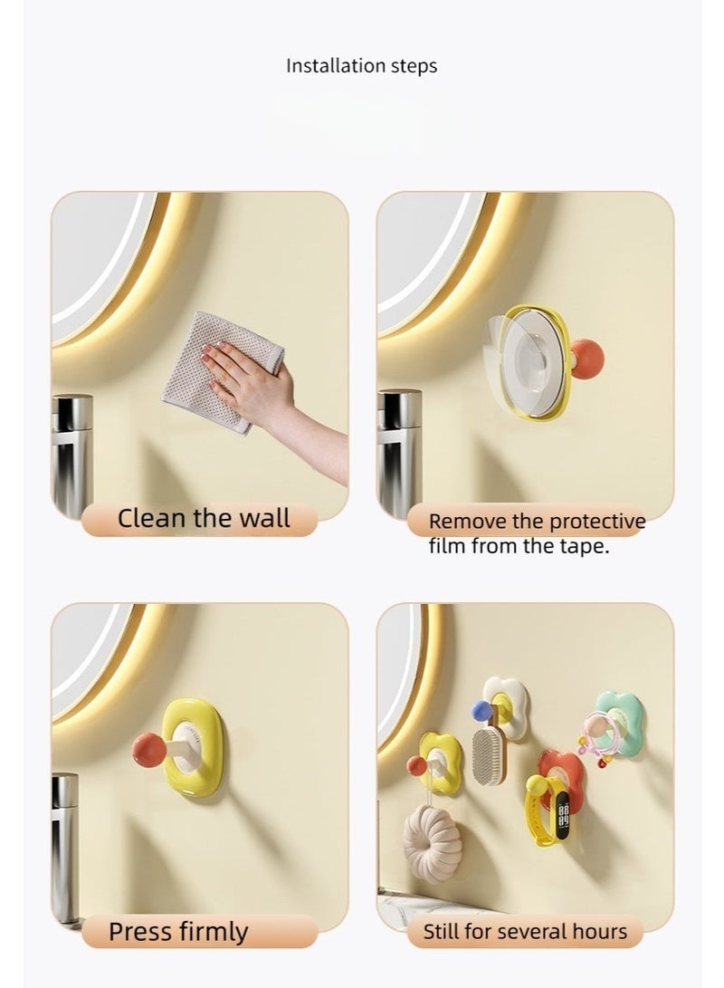 4PCS Cute Self Adhesive Wall Hooks No Drilling Heavy Duty Damage Free Removable Hanging Hooks for Home Kitchen Bathroom Storage Organizer - Image 3