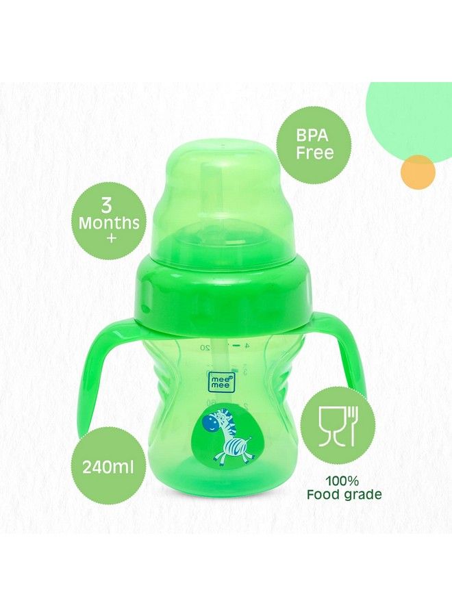 mee mee Bpa Free 2 In 1 Convertible Sipper Cup With Soft Spout & Straw Anti Leak Detachable Handle For Babies;Toddlers;Kids 150 Ml Green (Plastic) - Image 3