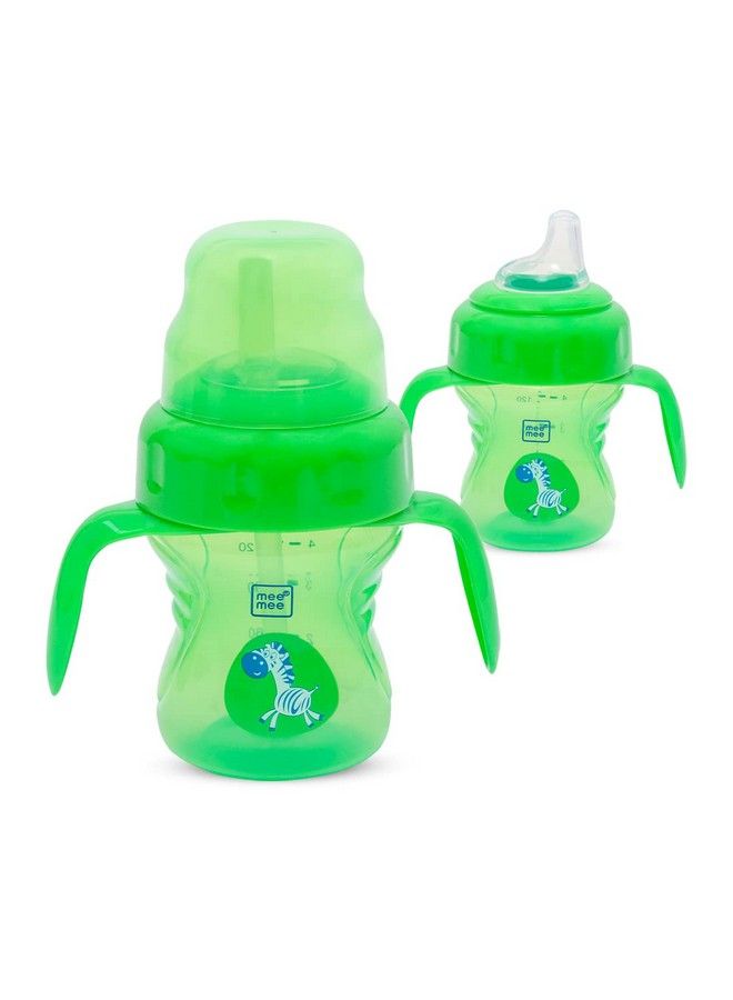 mee mee Bpa Free 2 In 1 Convertible Sipper Cup With Soft Spout & Straw Anti Leak Detachable Handle For Babies;Toddlers;Kids 150 Ml Green (Plastic) - Image 1
