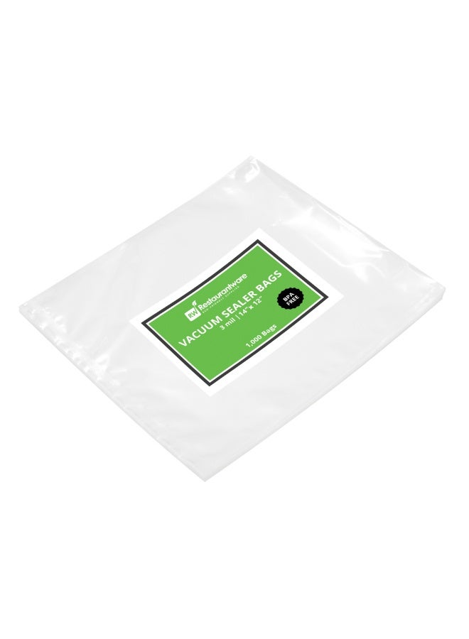 Restaurantware Fresh Hero 14 x 12 Inch Vacuum Sealer Bags, 1000 Food Storage Bags - 3 mil Thick, Microwavable, Clear Plastic Sous Vide Bags, Freezable, For Storing Food Or Sous Vide Cooking  - Image 1