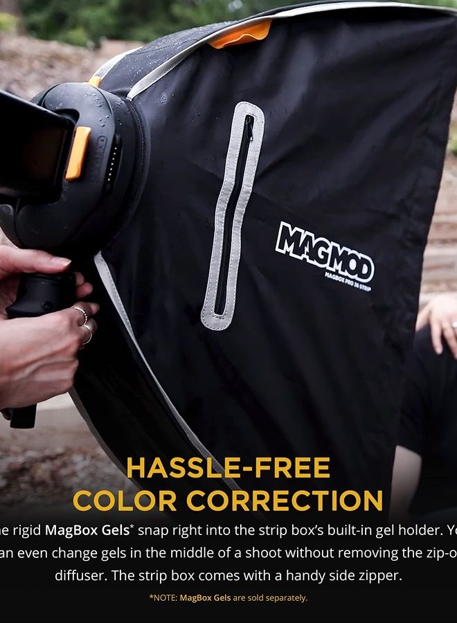 MAGMOD MagBox PRO 36" Strip Softbox with Integrated Gel Slot and Storage Pocket for Fabric Diffuser - Compatible with Speedlight Flashes and Strobes - Image 2