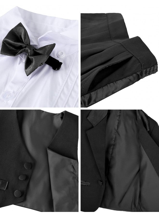 A&J DESIGN A&J DESIGN Baby Suit Toddler Tuxedo Boy Tux Formal Wedding Gentleman Dress Ring Bearer Outfit Black 12-18 Months - Image 4