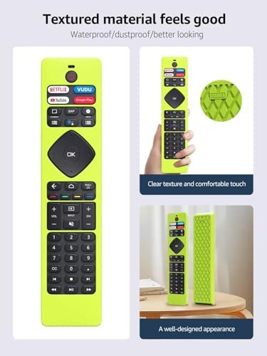 ZWP Silicone Case for Philips Remotes, for Philips Android TV Remote Control RF402A-V14 NH800UP URMT47CND0 BT800 URMT26RST004, Remote Cover Washable, Shockproof, Glow in The Dark(Green) - Image 2