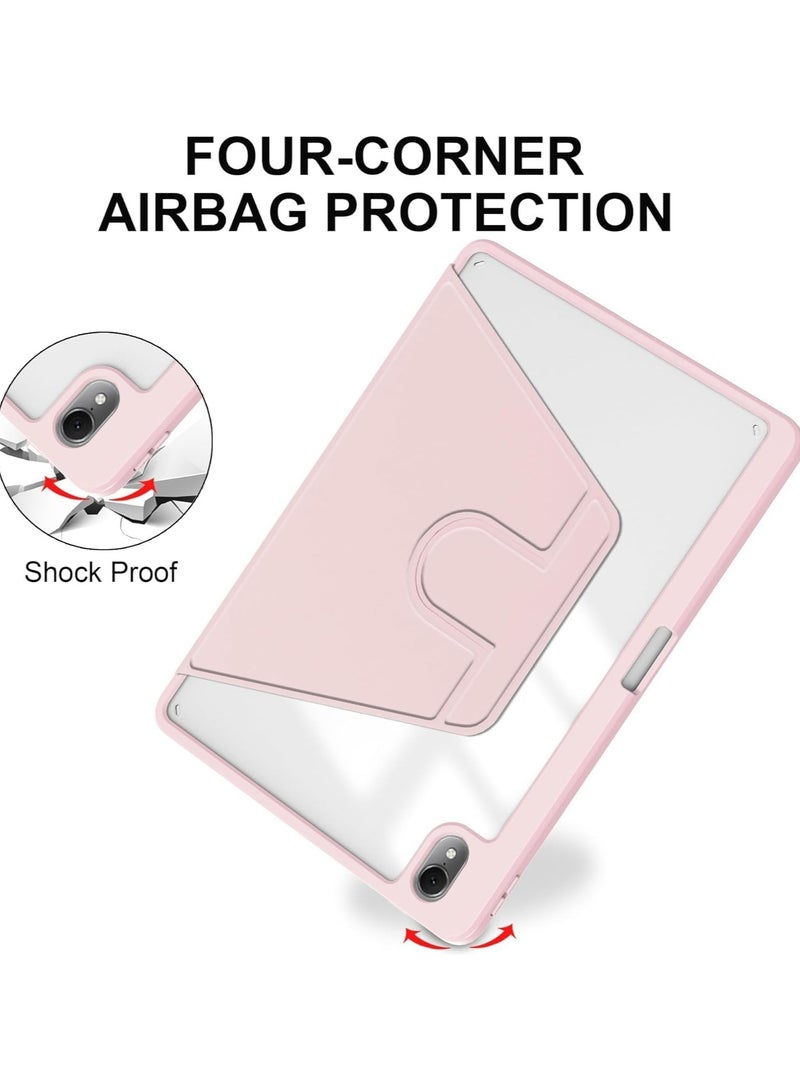VKL Clear Back Case Compatible with Huawei MatePad Air 11.5 Inch Released 2023 with Pen Holder, 360 Degree Swivel Stand Folio Flip Smart Tablet Cover Auto Sleep/Wake Tablet Case (Pink) - Image 3