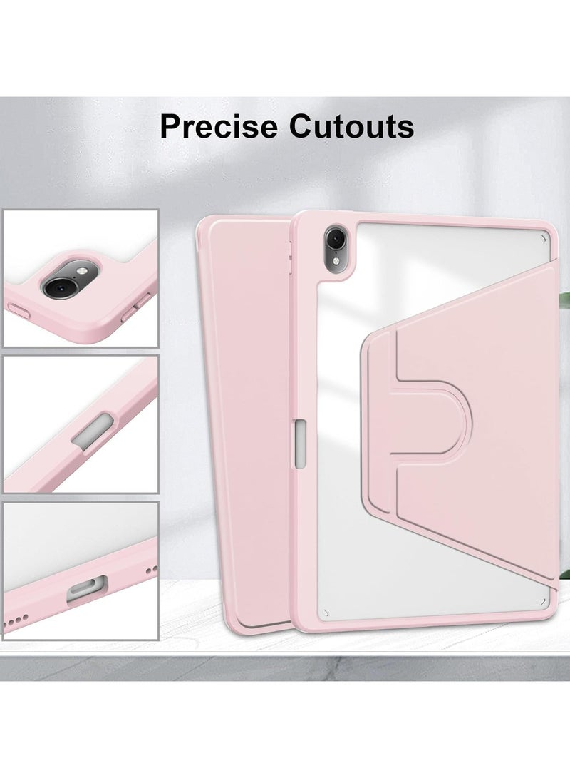 VKL Clear Back Case Compatible with Huawei MatePad Air 11.5 Inch Released 2023 with Pen Holder, 360 Degree Swivel Stand Folio Flip Smart Tablet Cover Auto Sleep/Wake Tablet Case (Pink) - Image 4