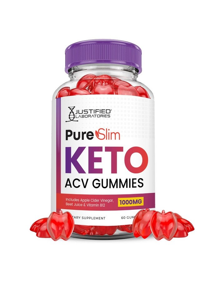 Justified Laboratories Pure Slim Keto ACV Gummies Advanced Formula 1000MG PureSlim Keto Gummies Apple Cider Vinegar Formulated with Pomegranate Beet Juice Powder B12 Vegan Non GMO 60 Gummys - Image 1