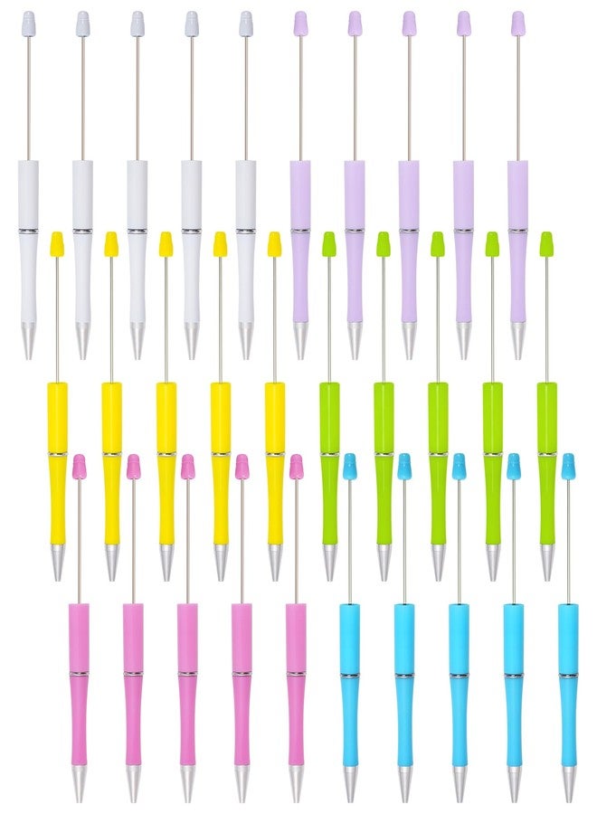 jiebor 30Pcs Beadable Pens Plastic Bead Pen Black Ink Ballpoint Pens Diy Pens Cute Cool Pens for Students Teacher Bridal Women Men Graduation Gift Office School Supplies - Image 1
