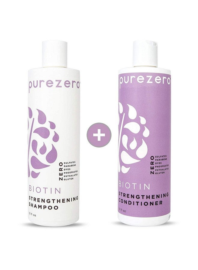 Purezero Biotin Shampoo & Conditioner Set Anti Thinning Formula Volumizing Thicker Fuller Hair Zero Sulfates Parabens Dyes Gluten 100% Vegan & Cruelty Free Great For Color Treated Hair - Image 1